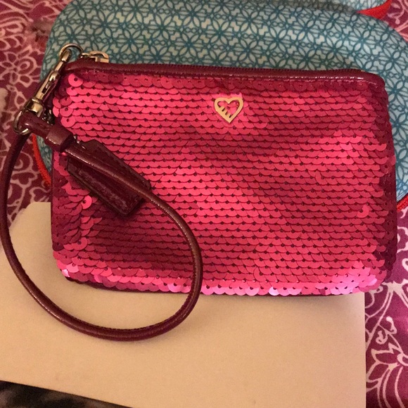 Coach Accessories - Coach poppy hot pink sequins wristlet.
